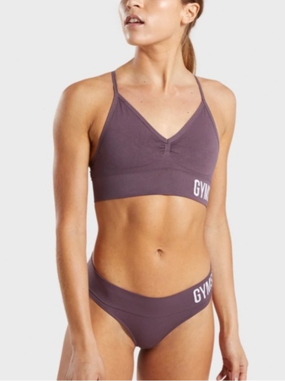 Gymshark Mauve Seamless Bralette and Brief Set